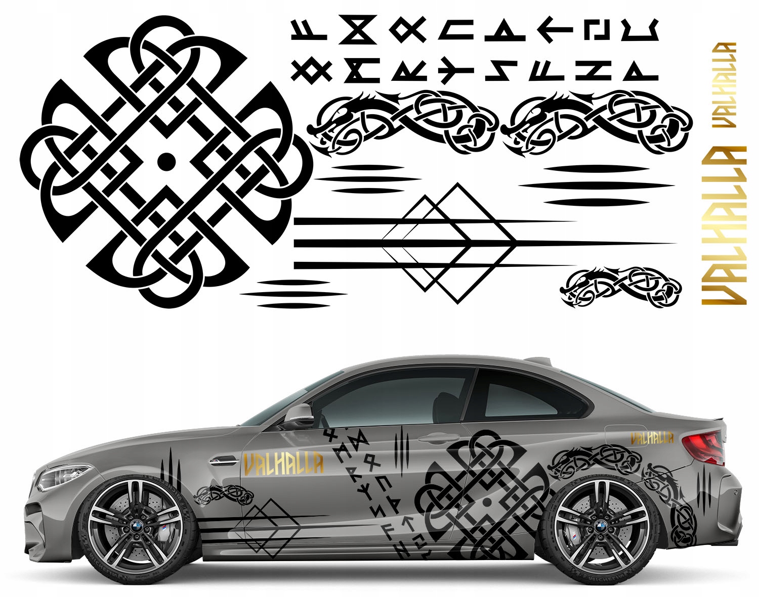 Nálepka Grafika na auto Motiv Valhalla Wiking Celtic Symbol 90x444