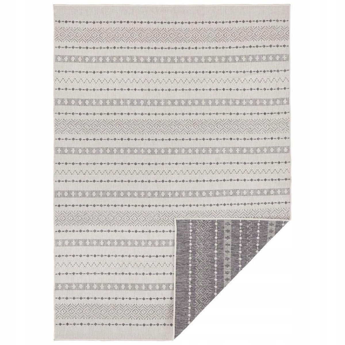 Šedý koberec na terasu, plochý, 120 x 170 cm