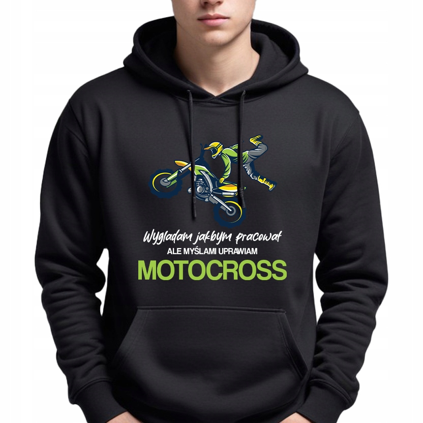 Pánská Mikina S Kapucí Černá Pro motorkáře Myslím na motokros L