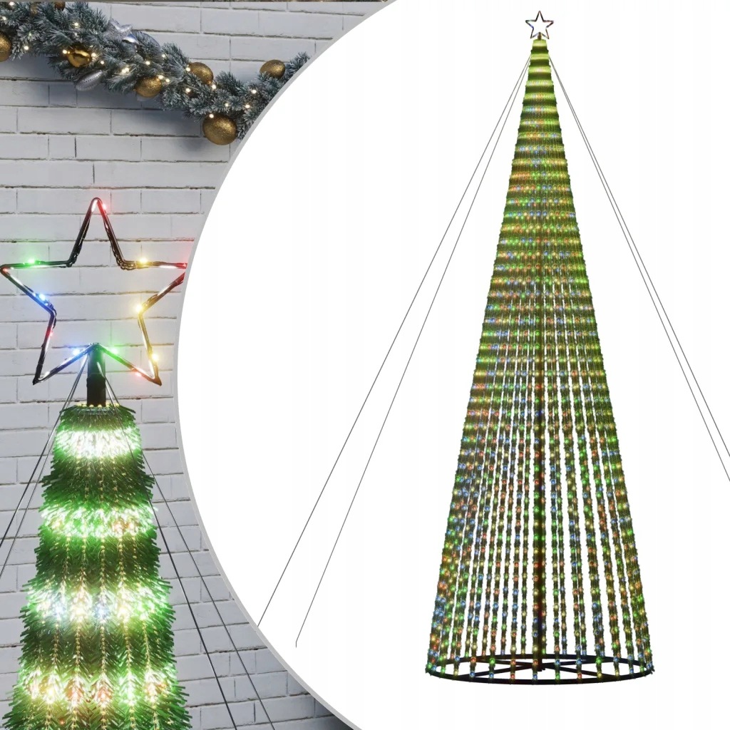 vidaXL Led vánoční stromek 1544 barevných Led diod 500 cm