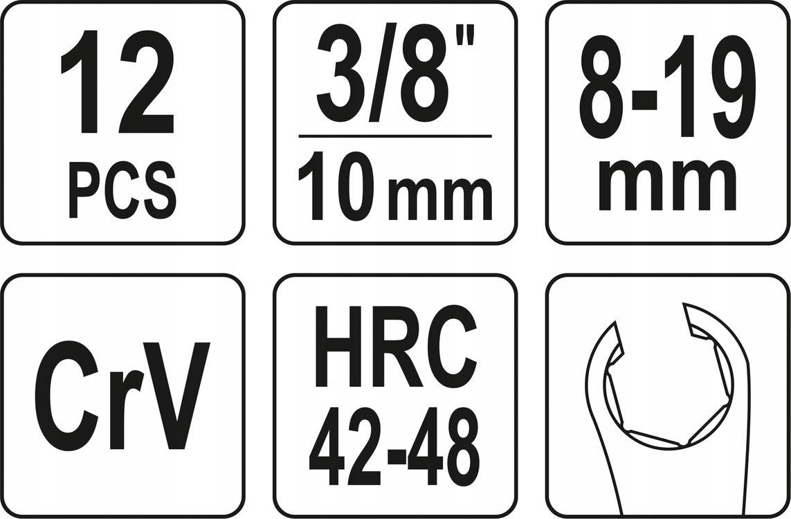 Yato YT-38550 Klucze przegubowe otwarte 12 ele. Kod producenta YT-38550