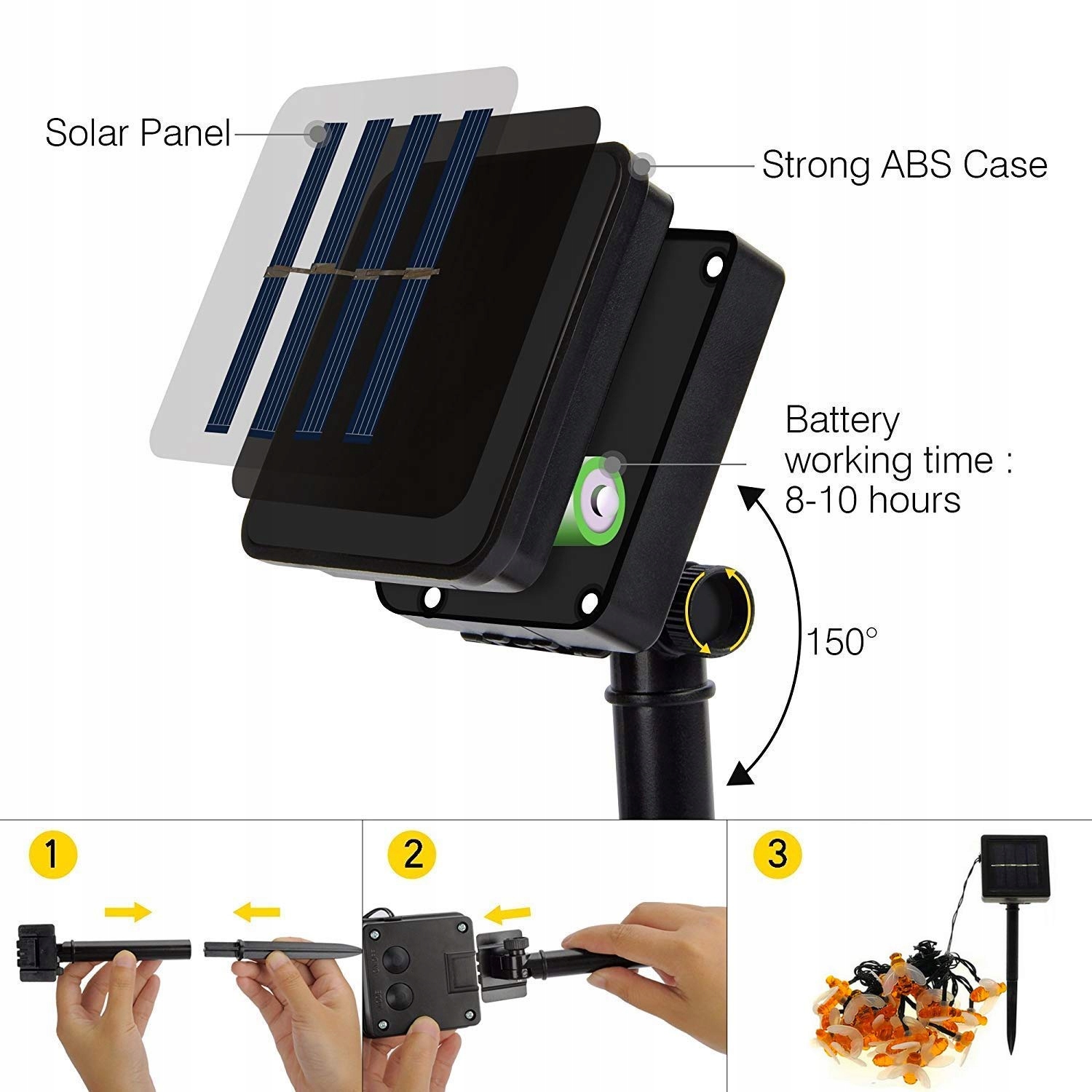 SOLAR Lichterkette 30 LED 5M 8 Tryby Wodoodporne Na Zewnątrz i Wewnątrz — miniatura 6