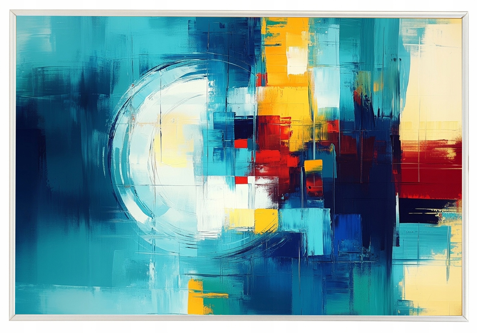 Plakát S Hliníkovým Rámeček Abstrakce Geometrie Kompozice Kruh Barva 60x40