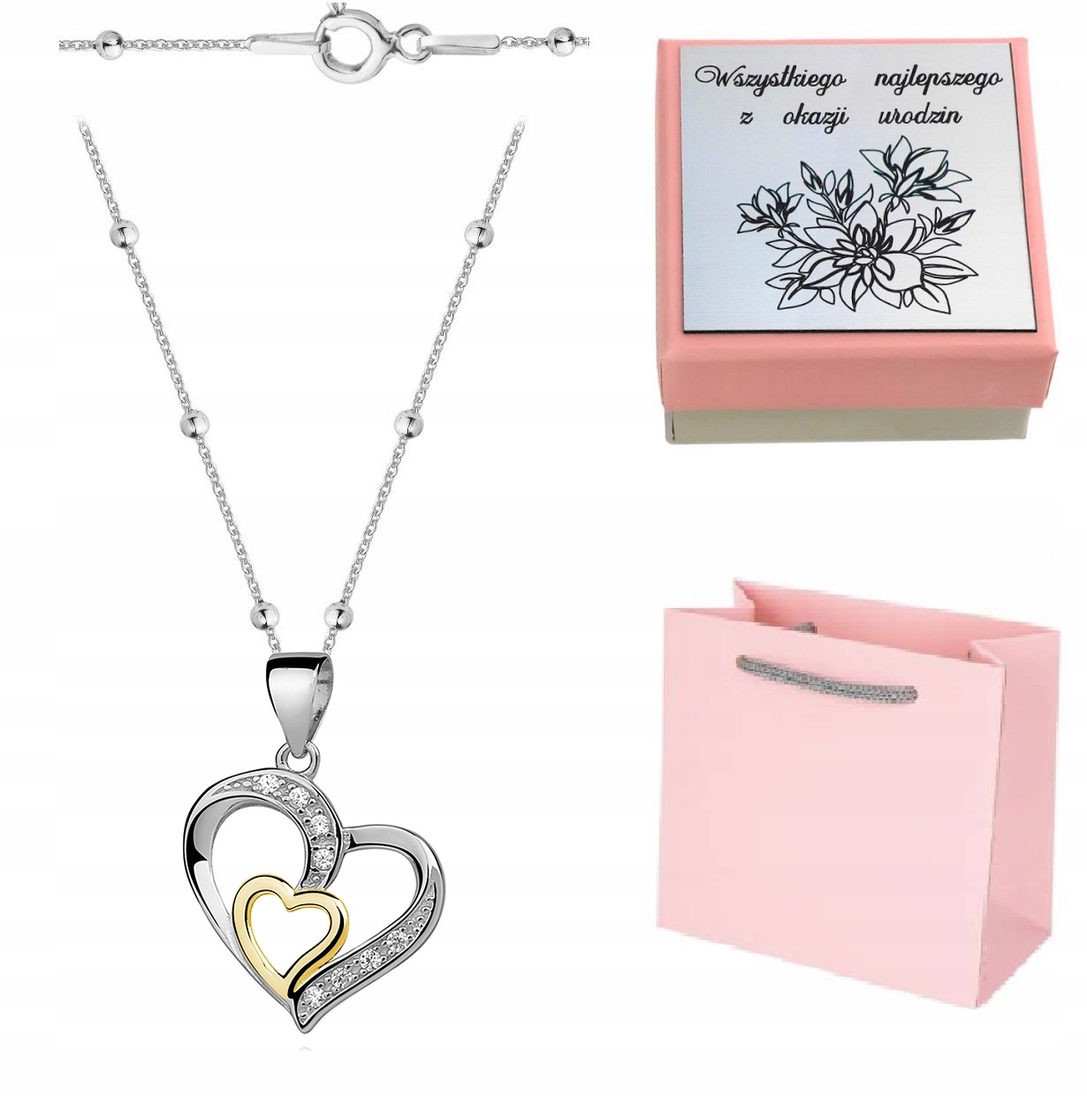 Náhrdelník se stříbrným srdíčkem, zlato Gravírování 925