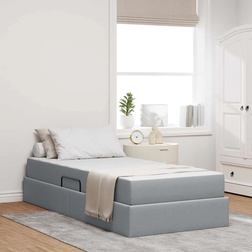 vidaXL Postel s úložným prostorem a matrací Světle šedá 100 x 200 cm