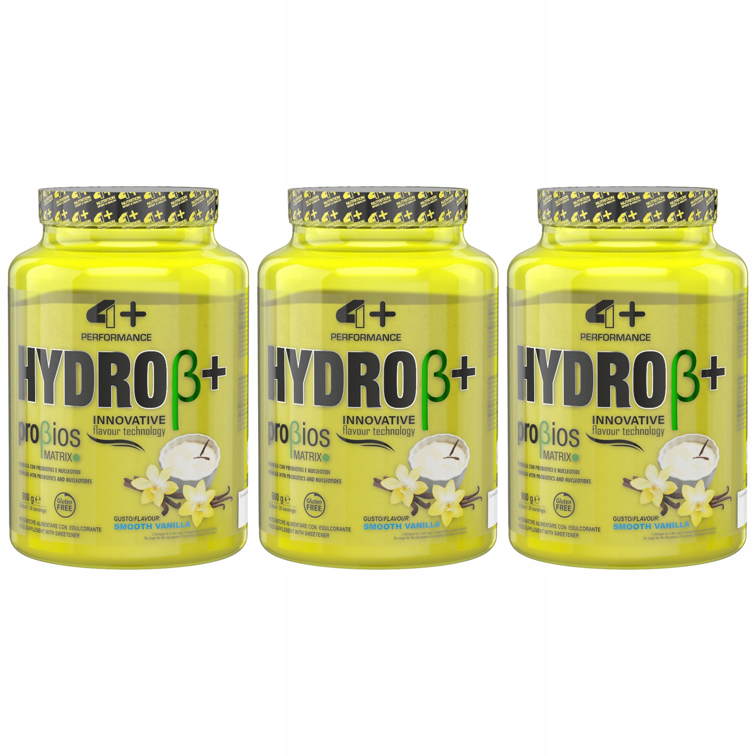 3x Hydrolyzovaná syrovátka probiotika regenerace 900 g 4+ Nutrition