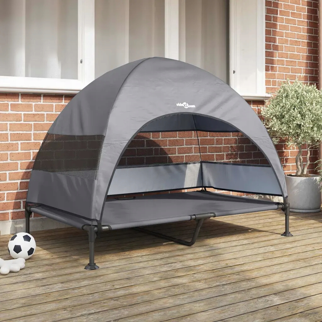 vidaXL Zvýšený psí pelíšek Světle šedá 127 x 81 x 108 cm Textil a ocel