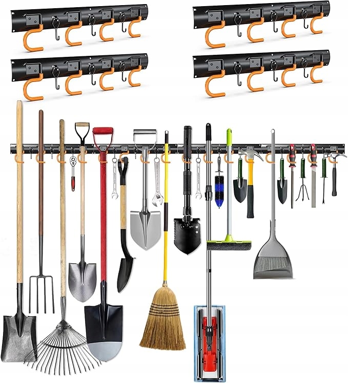 Nástěnný držák na nářadí 4x42 cm, ocelové háky, garáž