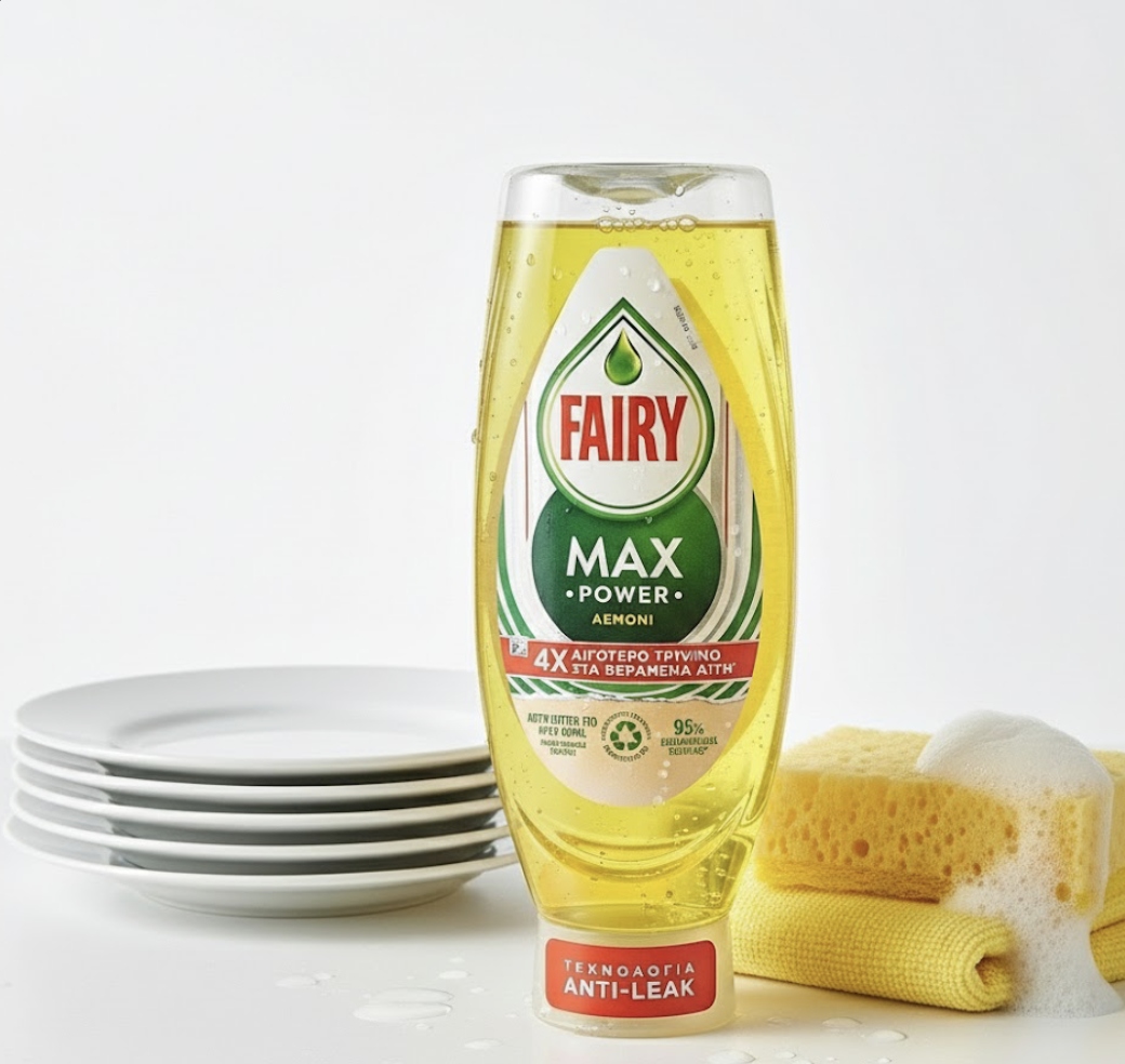 Levně Fairy tekutý prostředek na nádobí Max Power nekapající Žlutý 450