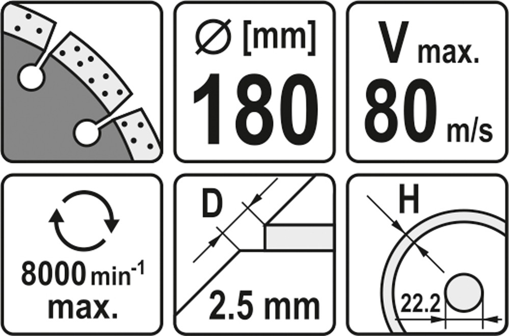 TARCZA DIAMENTOWA CIĘCIA DO BETONU 180MM YT-6004 Marka Yato