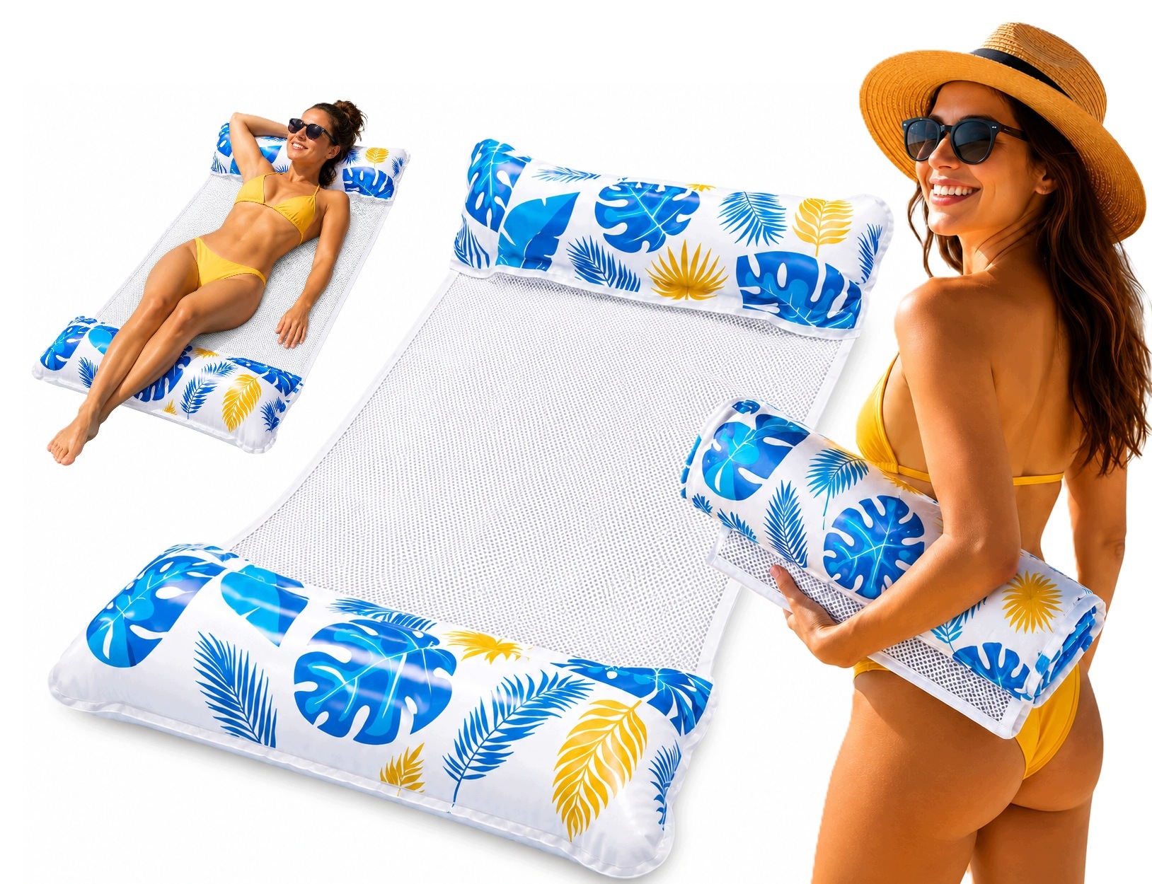 Hamak Wodny Materac Do Pływania Leżak Fotel Dmuchany 130x70 Basen Plaża