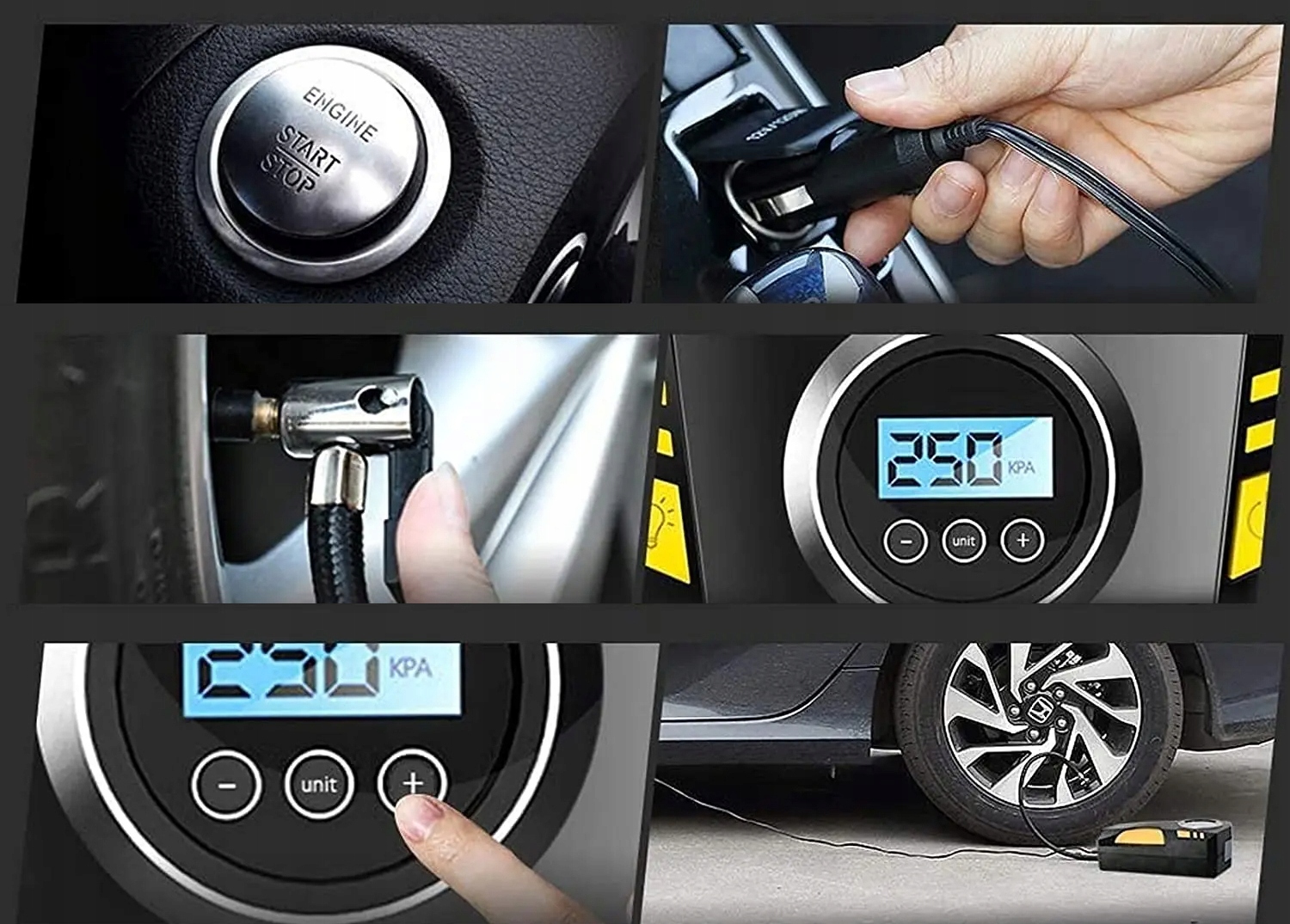 MOCNA POMPKA ROWEROWA ELEKTRYCZNA KOMPRESOR SPRĘŻARKA PRZENOŚNY ZESTAW Kod producenta PRZENOŚNY KOMPRESOR SPRĘŻARKA SAMOCHODOWA MOC