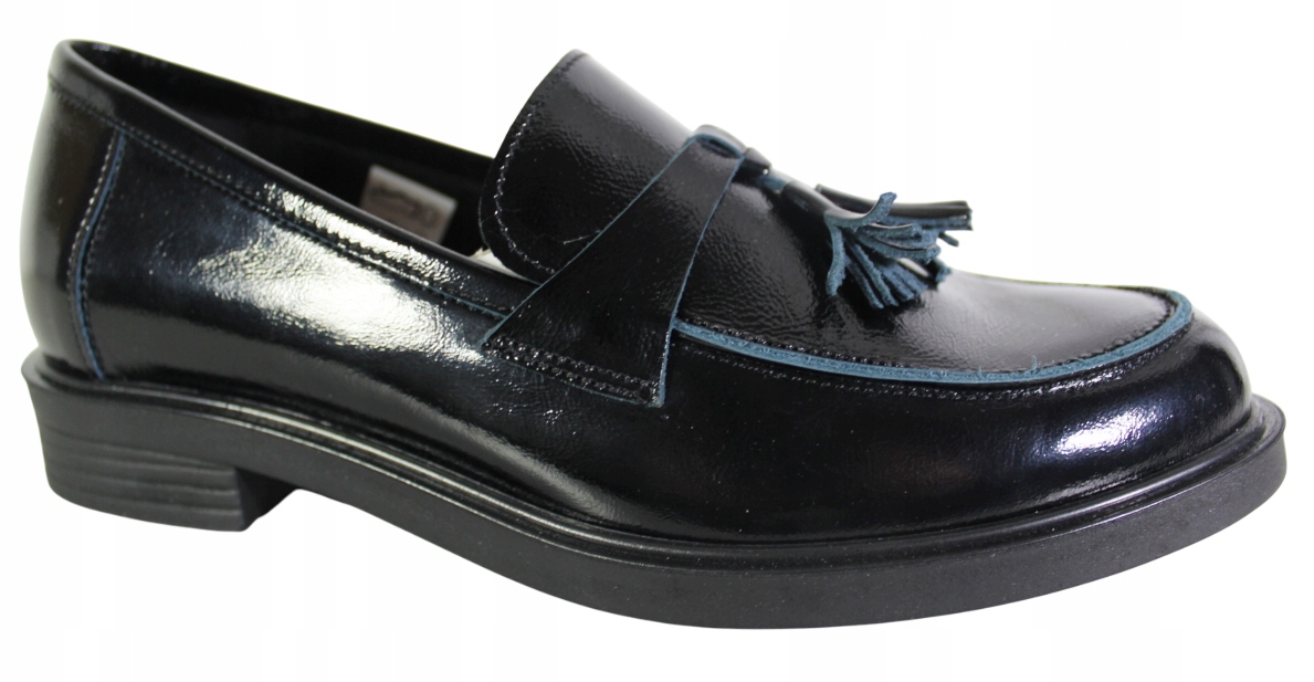 Dámské polobotky Verano 24-651/02 VEL.39 Kůže Černý Lak