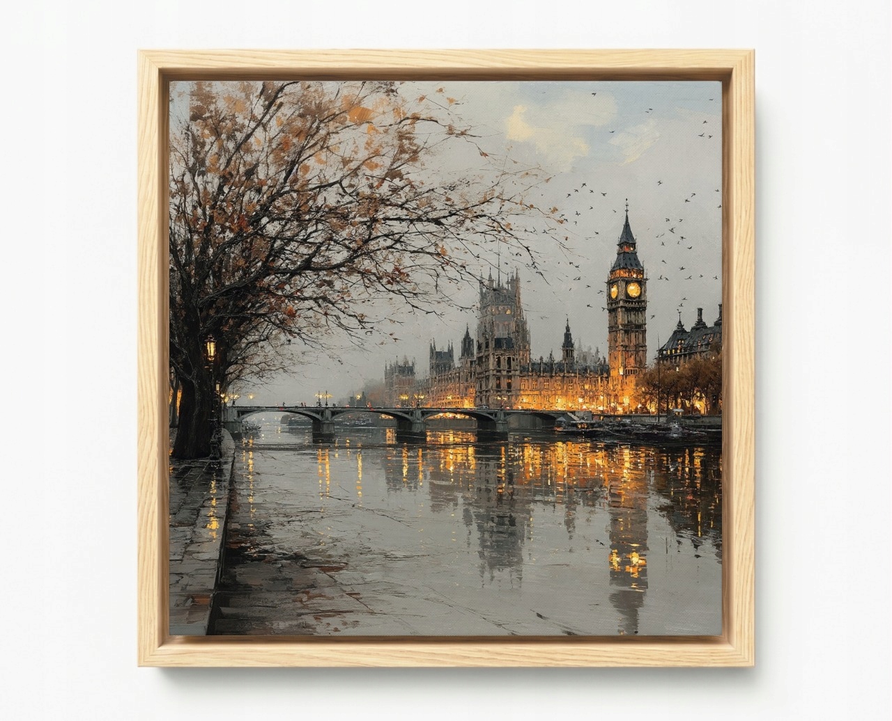 Obraz Rám American Box Pohled Anglie Londýn Big Ben Podzim Déšť 80x80
