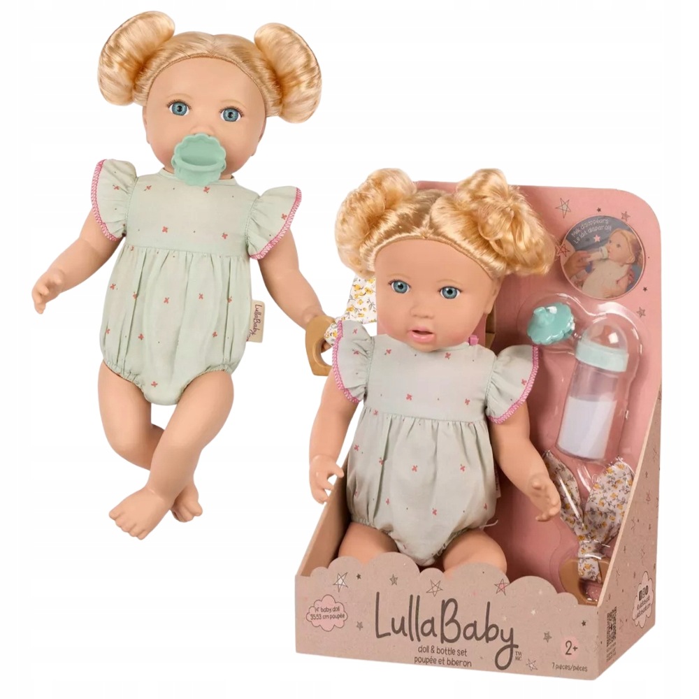 Lalka bobas Niemowlę z Włosami i butelką z efektem mleka LullaBaby