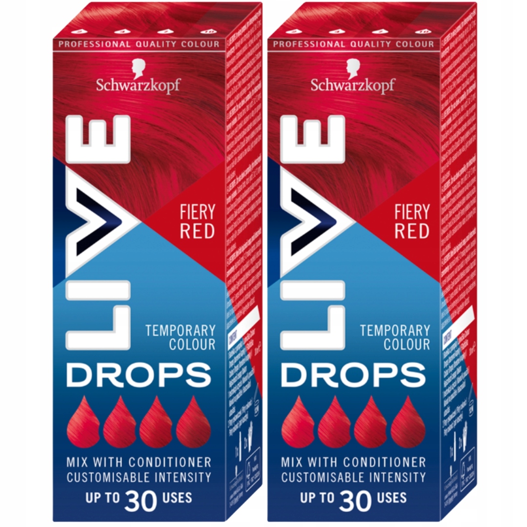 Schwarzkopf Live Drops Omyvatelná barva na vlasy Fiery Red 30 ml x2