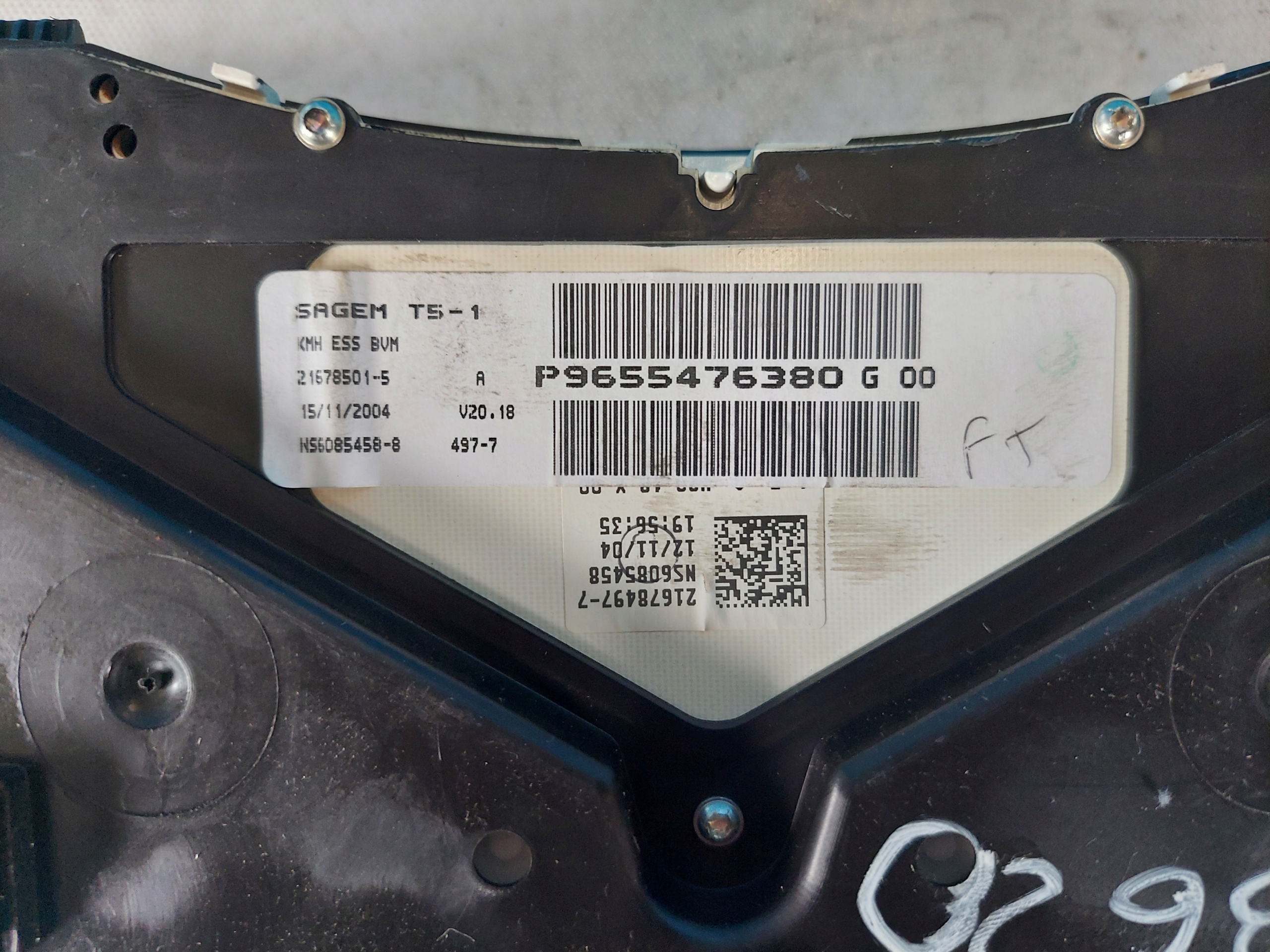 dials clock PEUGEOT 307 1.6 B P9655476380