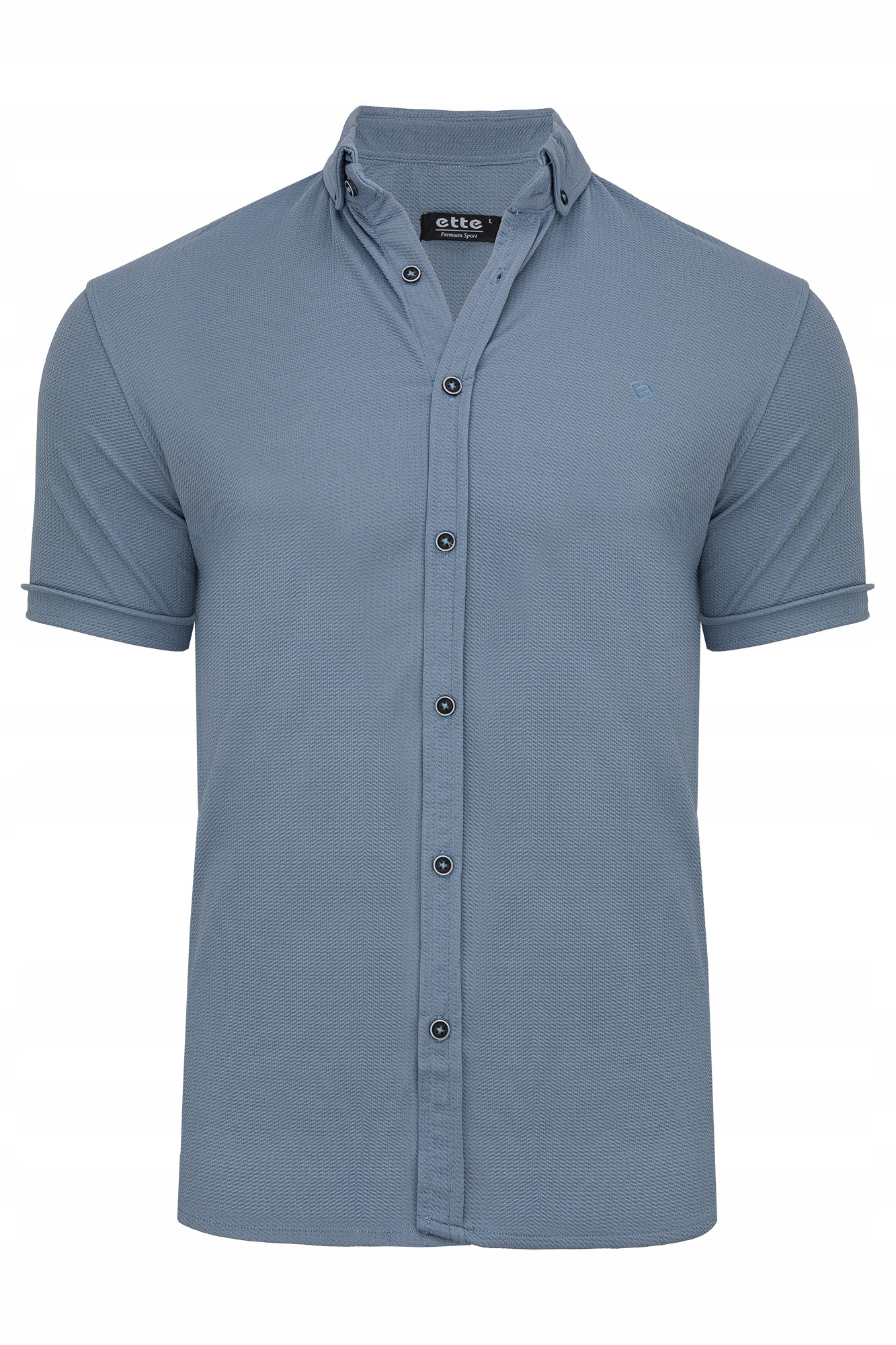 Pánská Košile S Krátkým Rukávem Pletenina Perforovaná Wafel Casual Modrá: XL