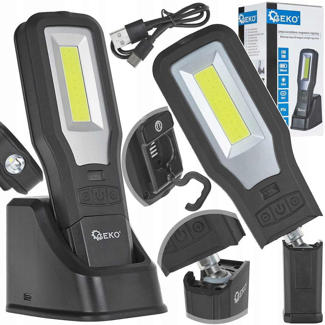 Lampa warsztatowa Powerbank z magnesem i regulacją Led Cob 10W 5W 2000mAh