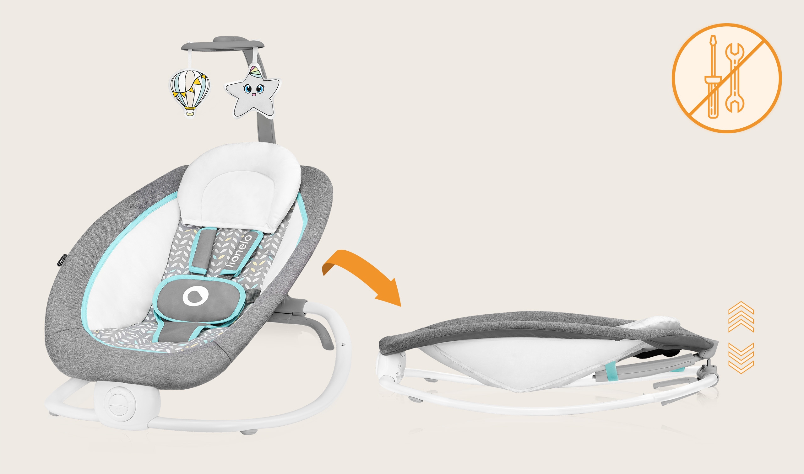 ELEKTRINIS SUPAMASIS KŪDIKIAMS 2IN1 SU VIBRACIJA LIONELO PASCAL Gaminio aukštis 76 cm