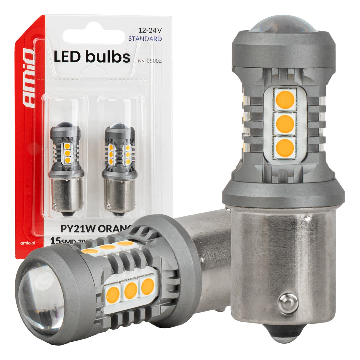 Żarówki Led Standard BAU15S PY21W 2x1860SMD 3030 15SMD pomarańczowe 12V 24V