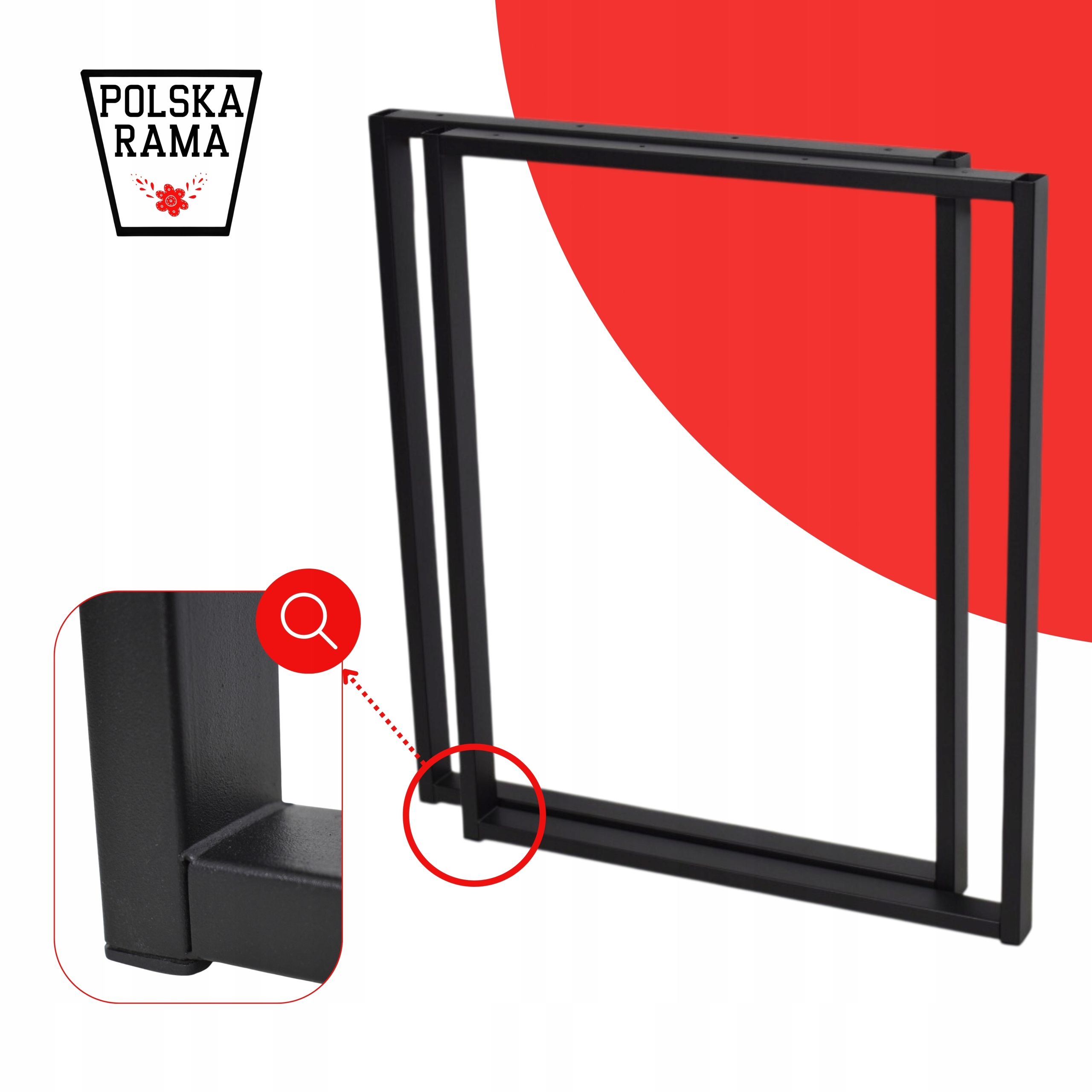 NOGI METALOWE DO STOŁU BIURKA 40x72 CM CZARNE 6x2 CM LOFT INDUSTRIAL 1 SZT Marka bez marki