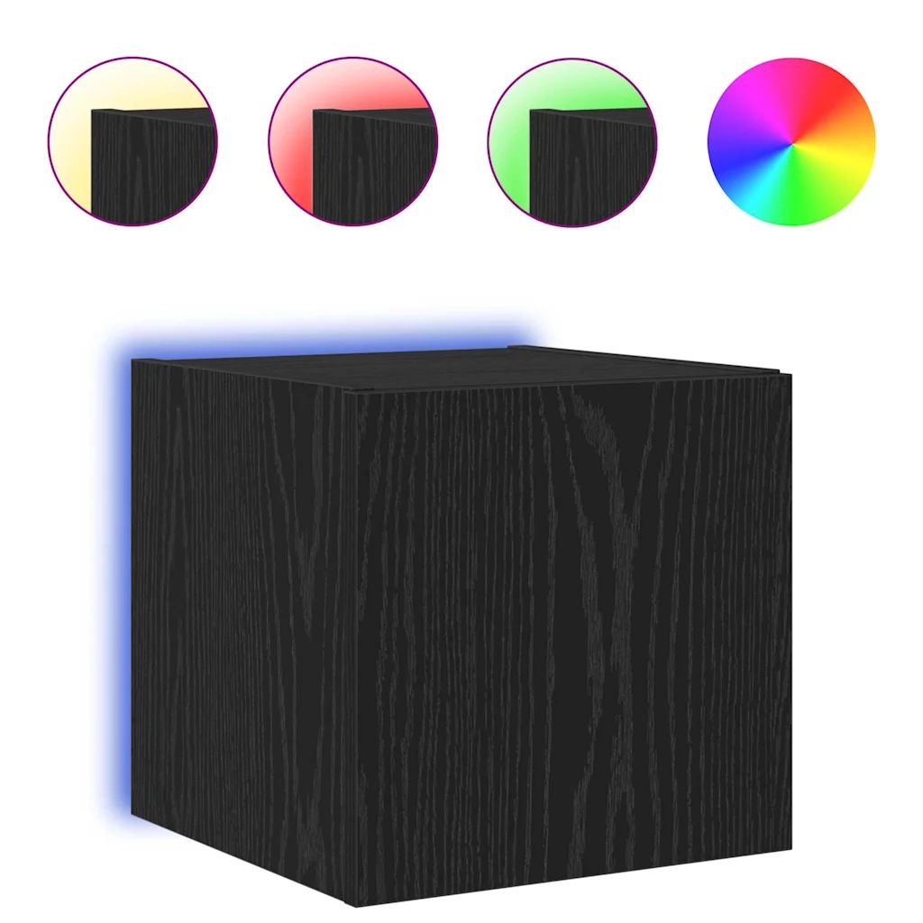 Szafka pod telewizor Ze Led Lights Czarny Dąb 30,5 x 35 x 30 cm