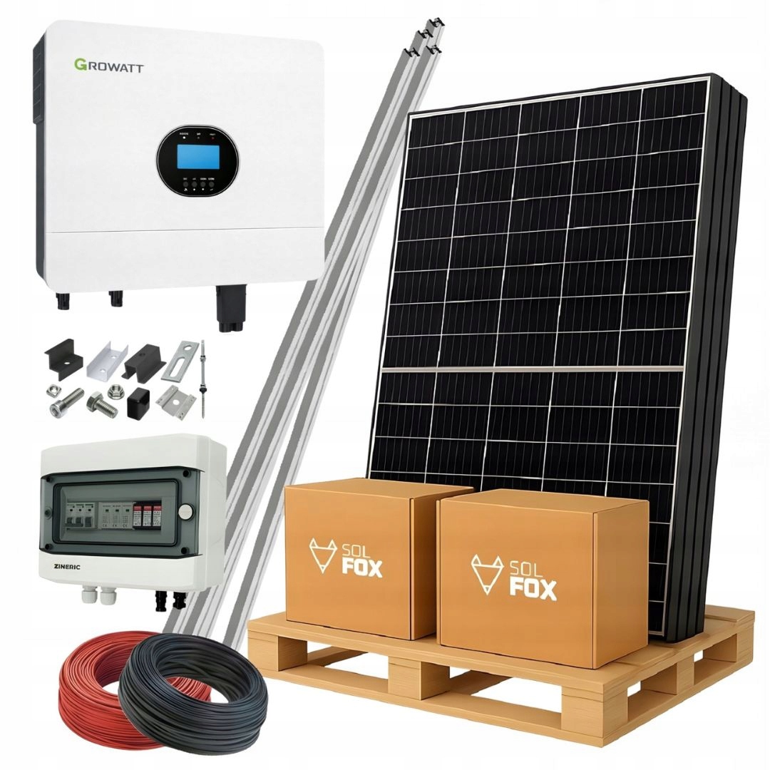 Instalacja fotowoltaiczna off-grid solarna hybryda 5 kW inwerter panele PV