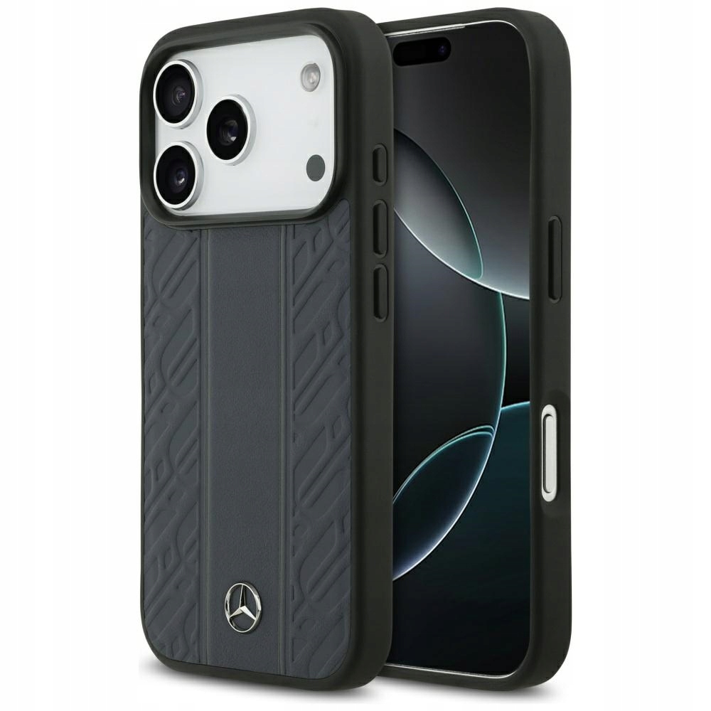 Kožený kryt Mercedes Laurel Leaves Stripes Pouzdro pro iPhone 17 Pro