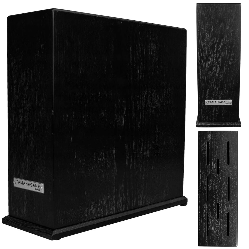 Tamahagane Japonský drevený blok čierny na uloženie nožov 26 x 10 x 27 cm