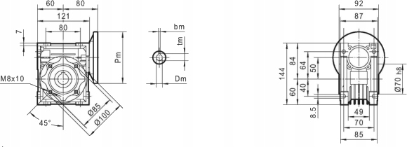 MOCNA PRZEKŁADNIA SILNIKA ELEKTRYCZNEGO 71B5 I=7,5 Kod producenta 3455.PM050