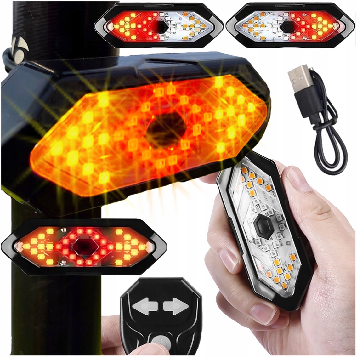 Kierunkowskaz rowerowy Hulajnoga migacze sygnalizator Usb pilot Lampa tylna