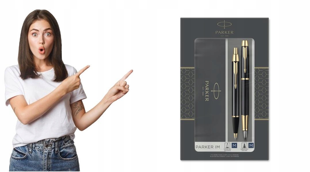 Zestaw Parker IM Black Gt Długopis+Pióro wieczne