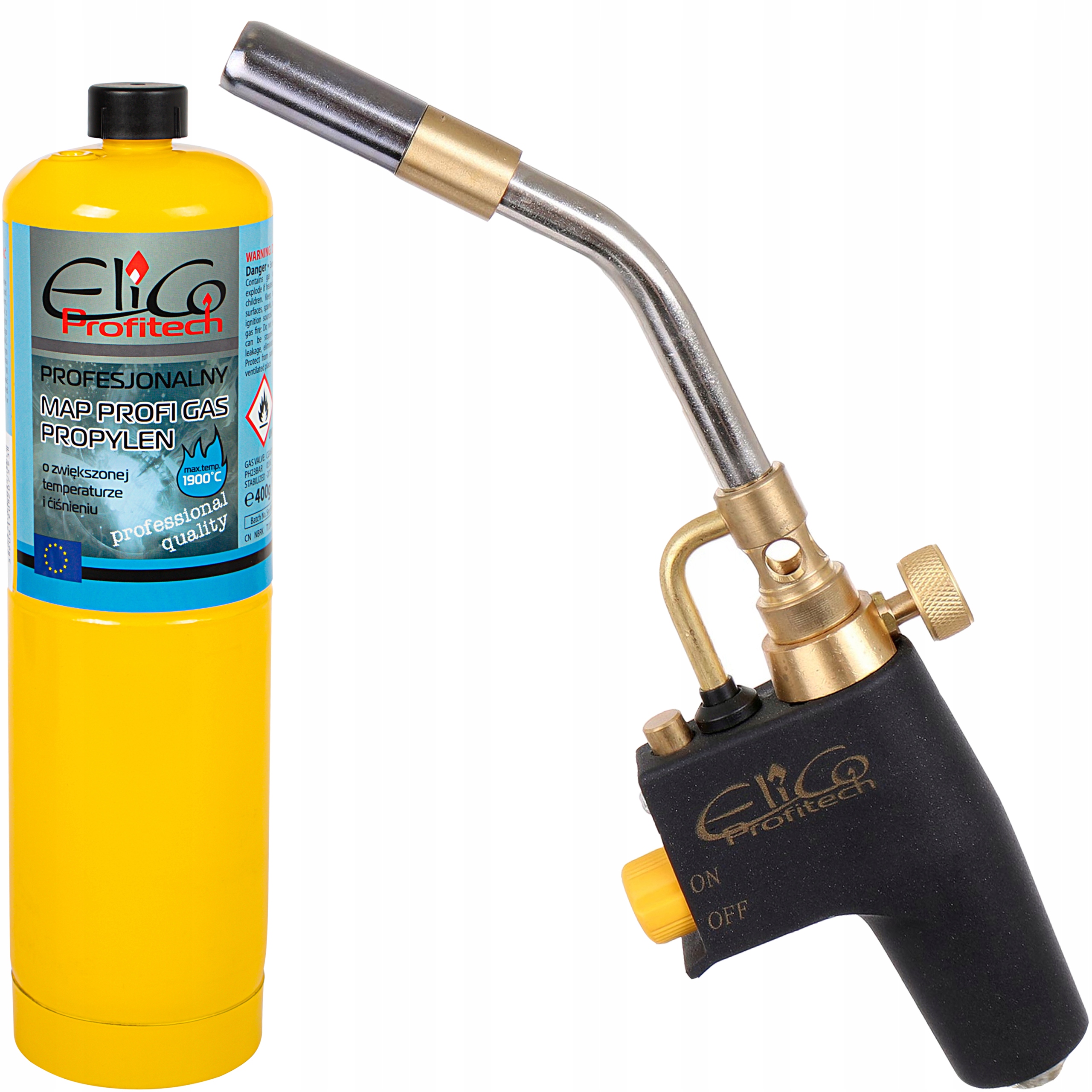 Plynový Hořák Profitech Univerzální Mapp 1900°C Gaz 400g Kartusz Elico