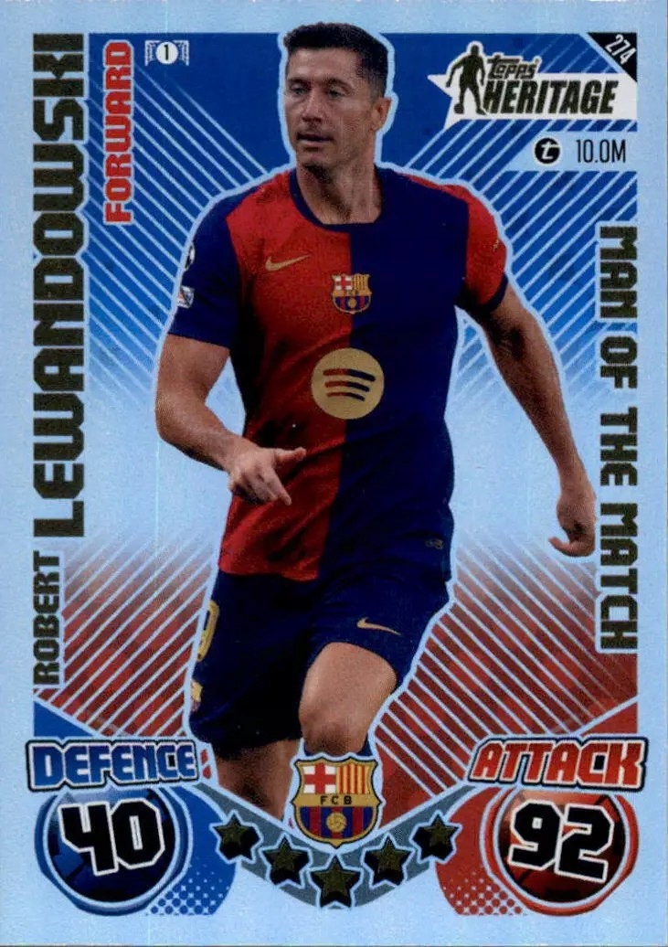 Match Attax Extra 2024 2025 Heritage 274 Man Of The Match Lewandowski