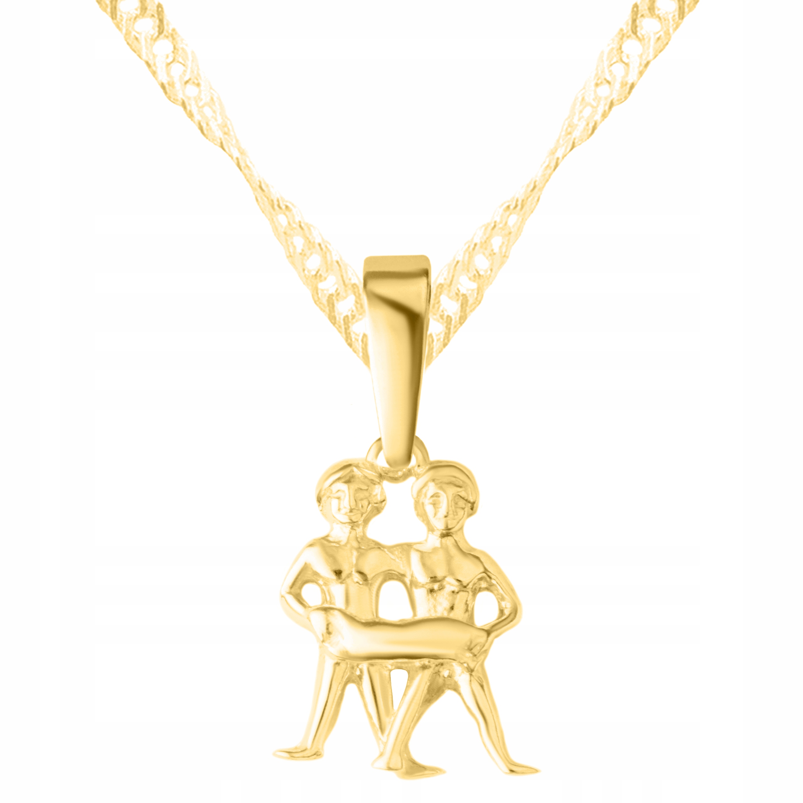 Zlatý Náhrdelník se Znamením Blíženců 585 Znamení Zvěrokruhu Blíženci Stříbro 925