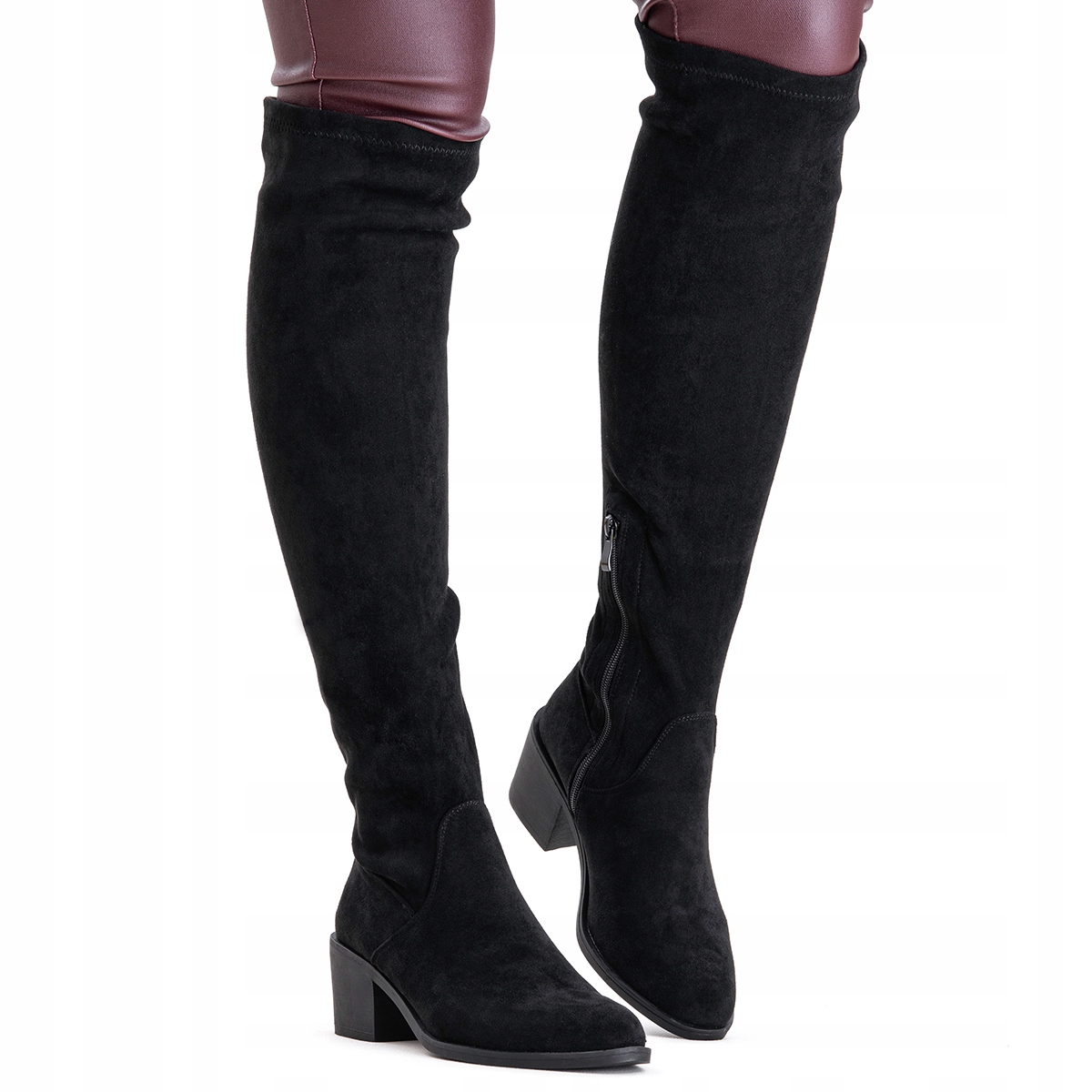 Kozačky mušketýrky na podpatku Semišové měkké dámské Suwak Wojtyłko 37