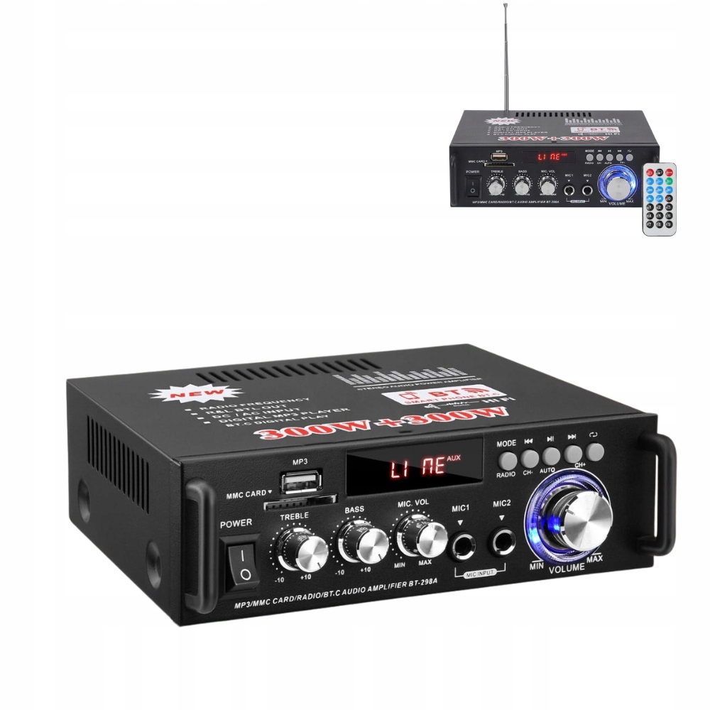 Estrádní Reproduktory 600W Zesilovač Bluetooth Ozvučení