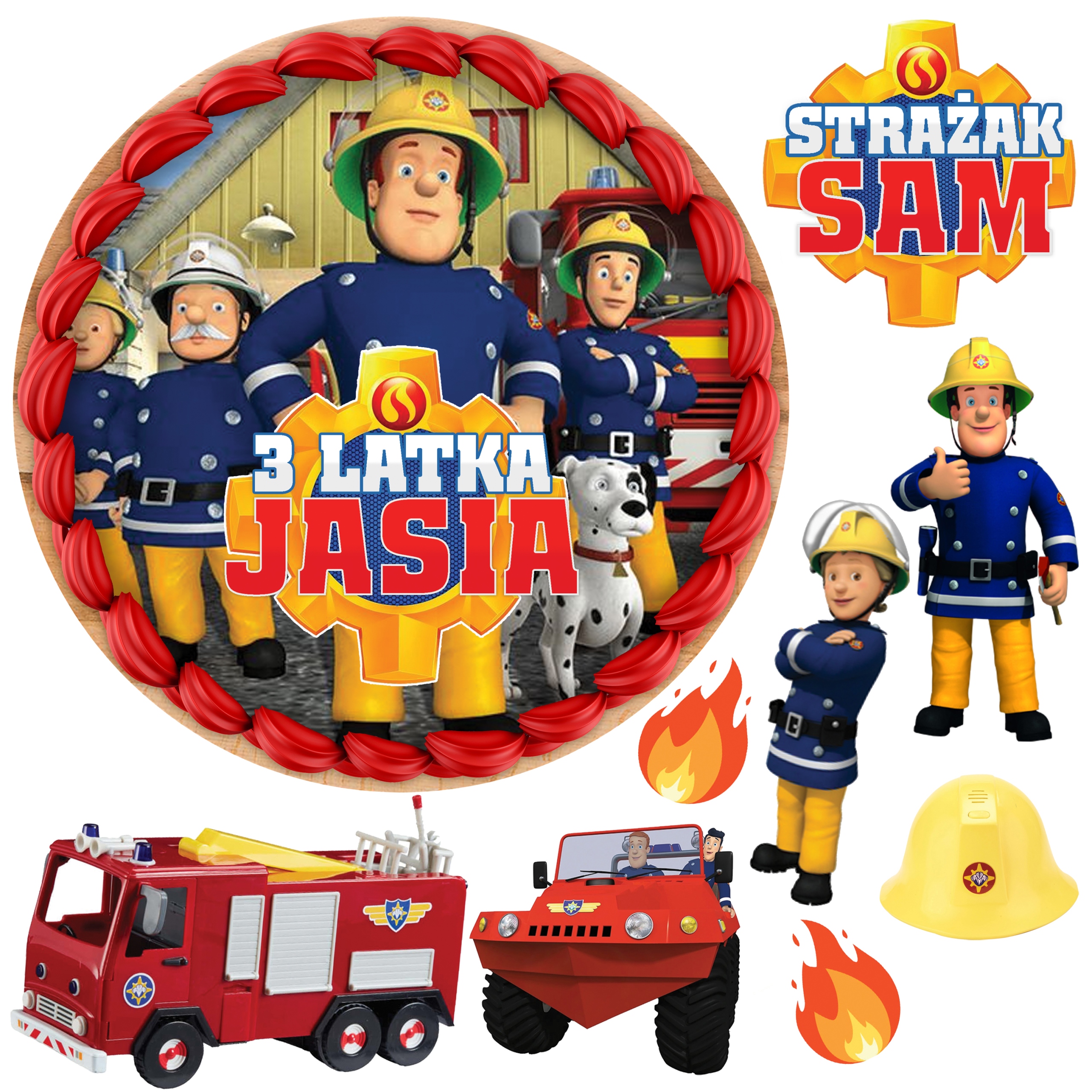 Obrazek TORTOWY OPŁATEK NA TORT STRAŻAK SAM STRAŻ POŻARNA IMIE