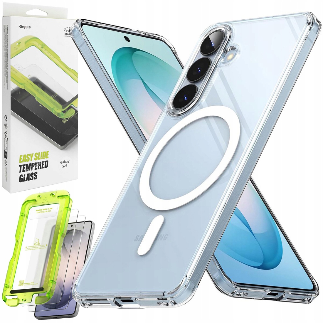Ringke: Pouzdro Fusion Magnetic Clear +2x Sklo pro Samsung Galaxy S26