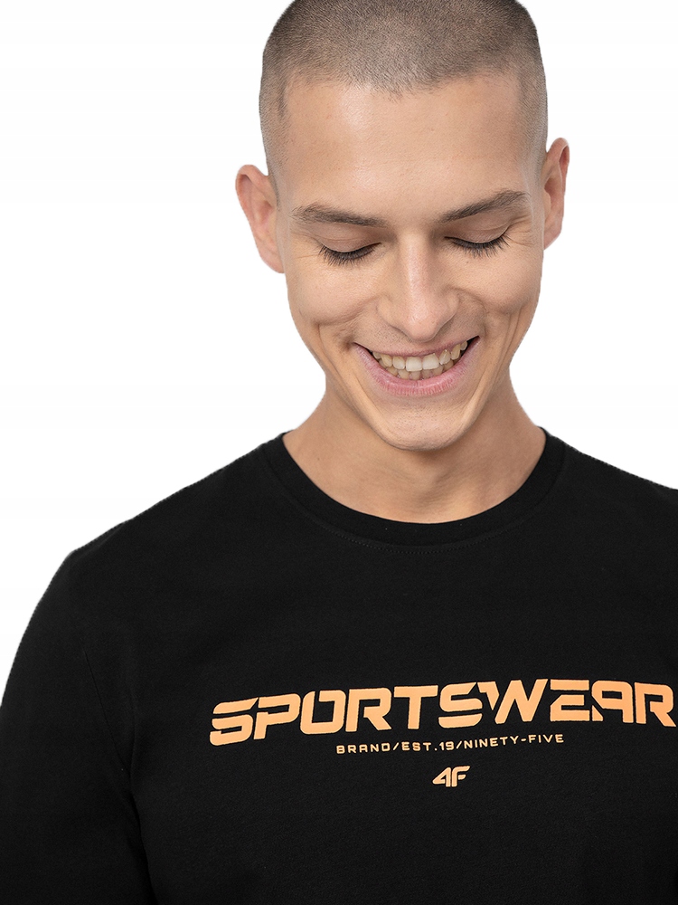 4F KOSZULKA MĘSKA BAWEŁNIANA T-SHIRT SPORTOWY Wzór dominujący napisy