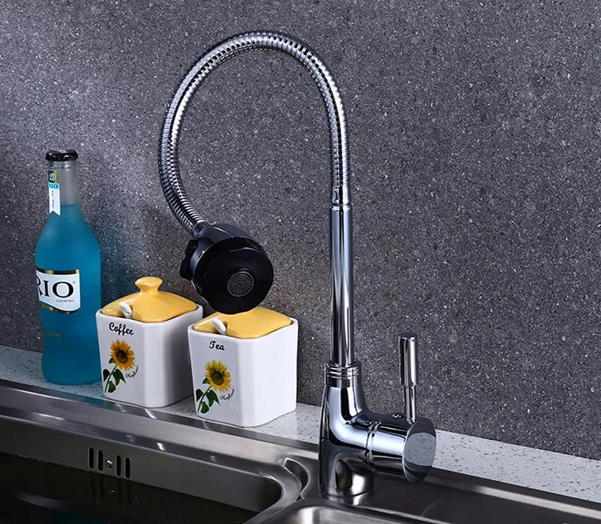 BATERIA UMYWALKOWA STOJĄCA ELASTYCZNA WYLEWKA FLEX 2 TRYBY KRAN CHROM Kod producenta K0730V4