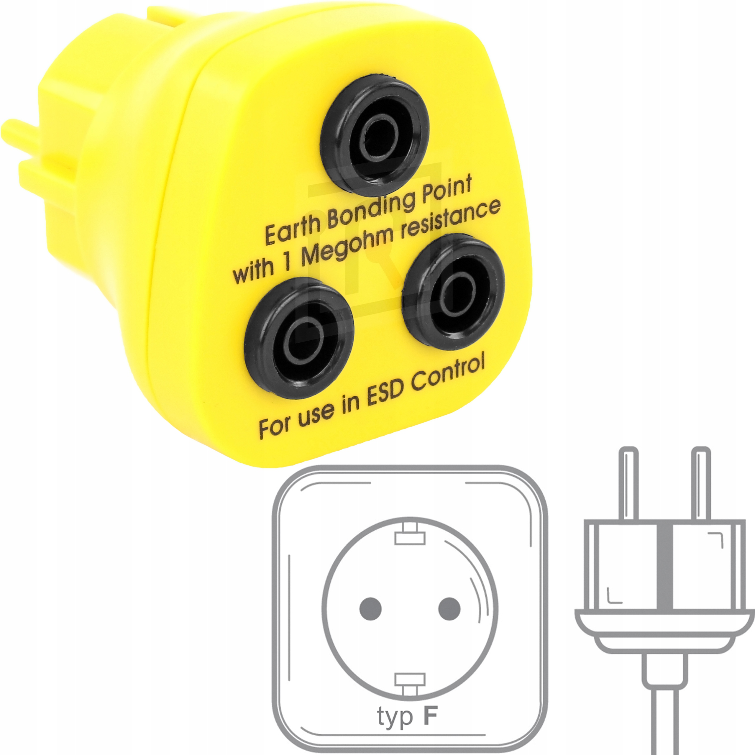 100x Uzemňovací Zástrčka Esd 230V 3x Banán 1MOhm Schuko Standard Německá