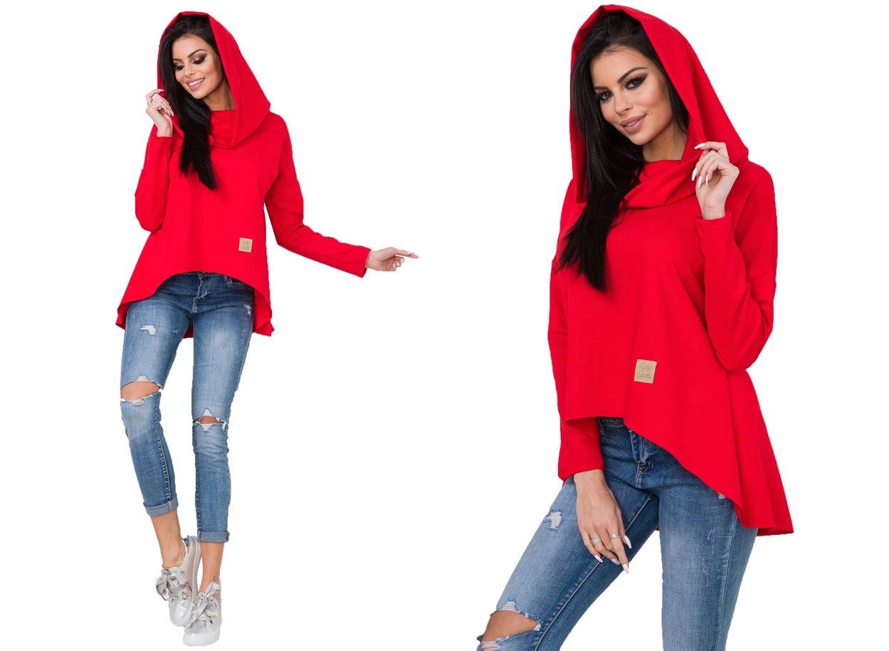 

Asymetryczna Tunika Bluza Sukienka Komin Kaptur S