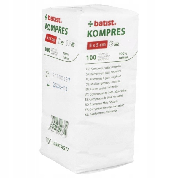 

Batist Kompres gazowy Niejałowy 5x5cm 100 szt.