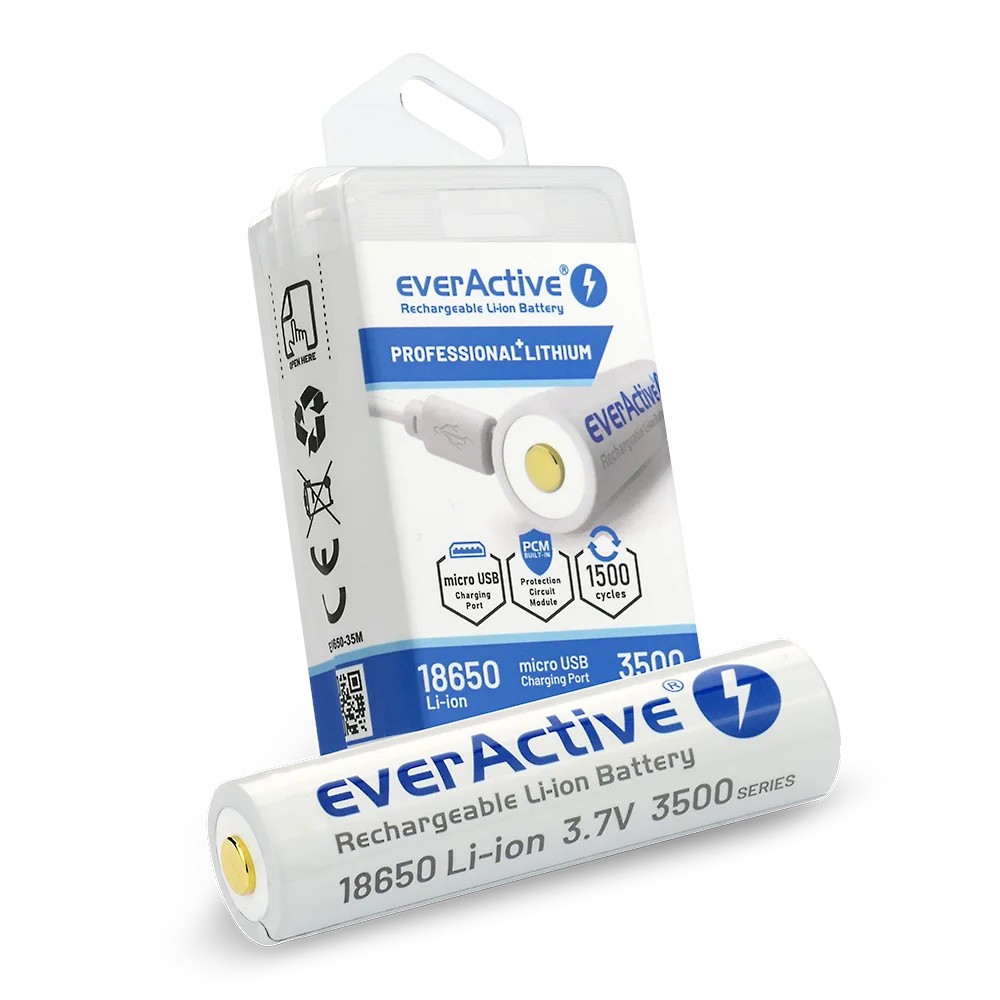 Everactive Akumulator 18650 3,7V Li-ion 3500 mAh micro Usb