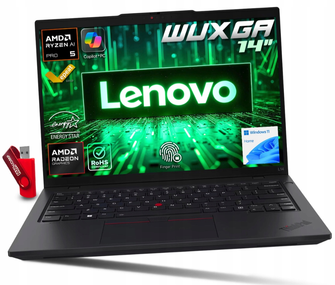 Laptop Lenovo ThinkPad L14 G6 Ryzen Ai 5 Pro 64GB DDR5 1TB Ssd Wuxga Ips