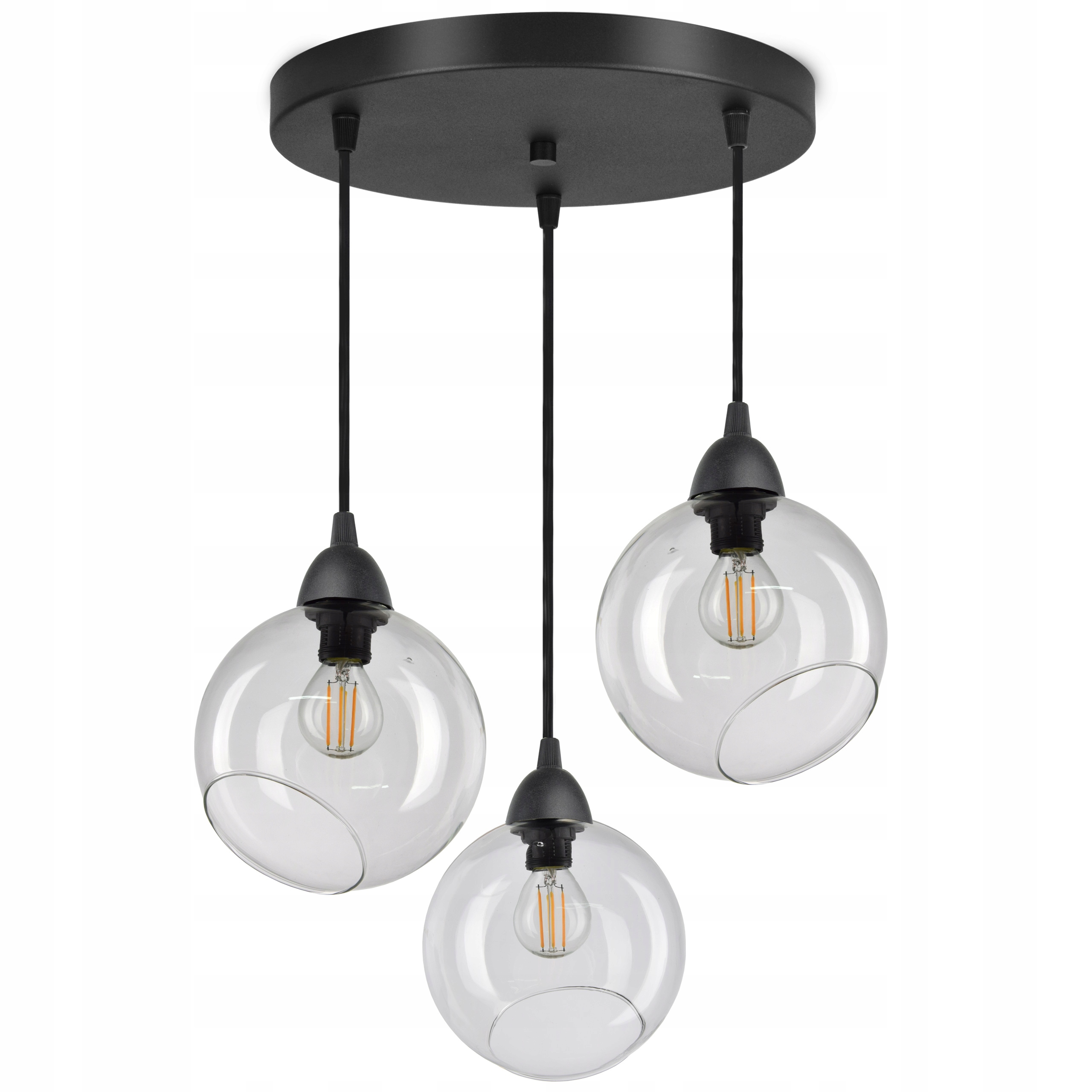 

Lampa Wisząca Sufitowa 3 Szklane Kule Transparent