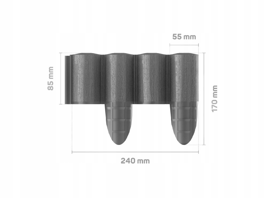 Palisada ogrodowa płotek plastikowy GRAFIT 2,4m Wytrzymałe Obrzeże Trawnik Długość 240 cm