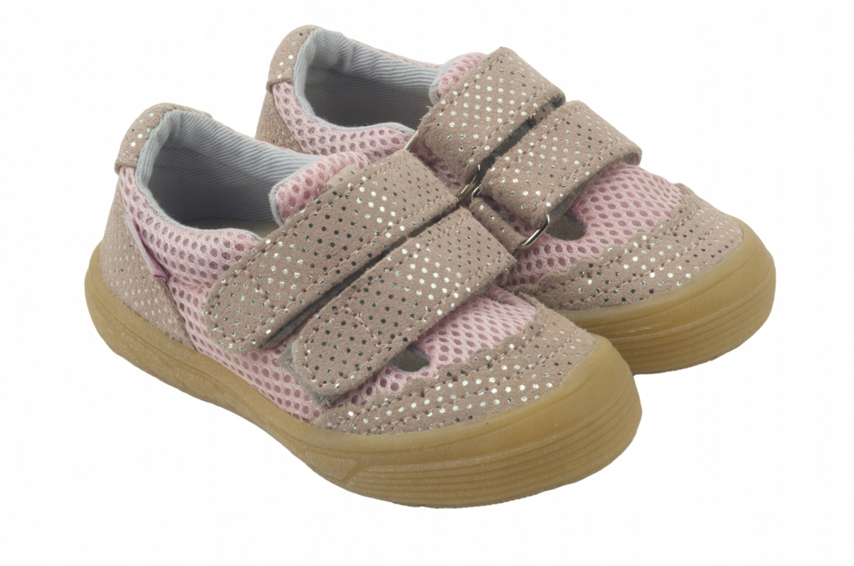 Mazurek Slipper Barefoot Puder Kropki na rzepy roz.18